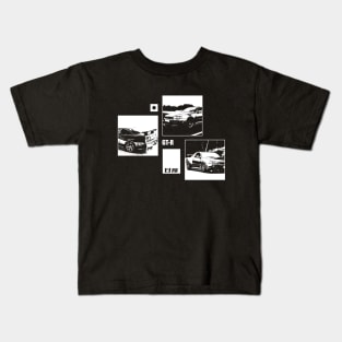 NISSAN SKYLINE GT-R R34 Black 'N White Archive (Black Version) Kids T-Shirt